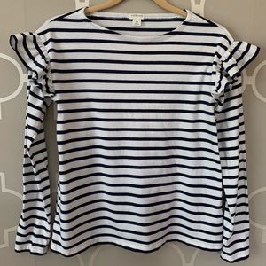 Crewcuts Striped Cotton Ruffle Sleeve Tee Girls Size 14
